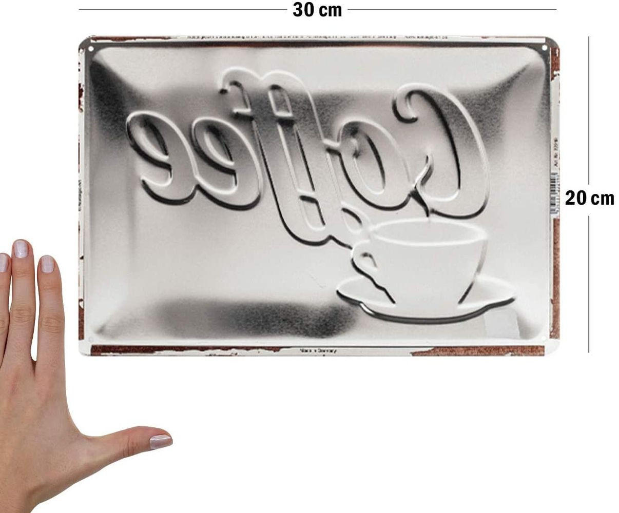 BLECHSCHILD 20/30 cm USA Strong Coffee Served Here - Multicolor, Metall (30/20/0.2cm) - Nostalgic-Art