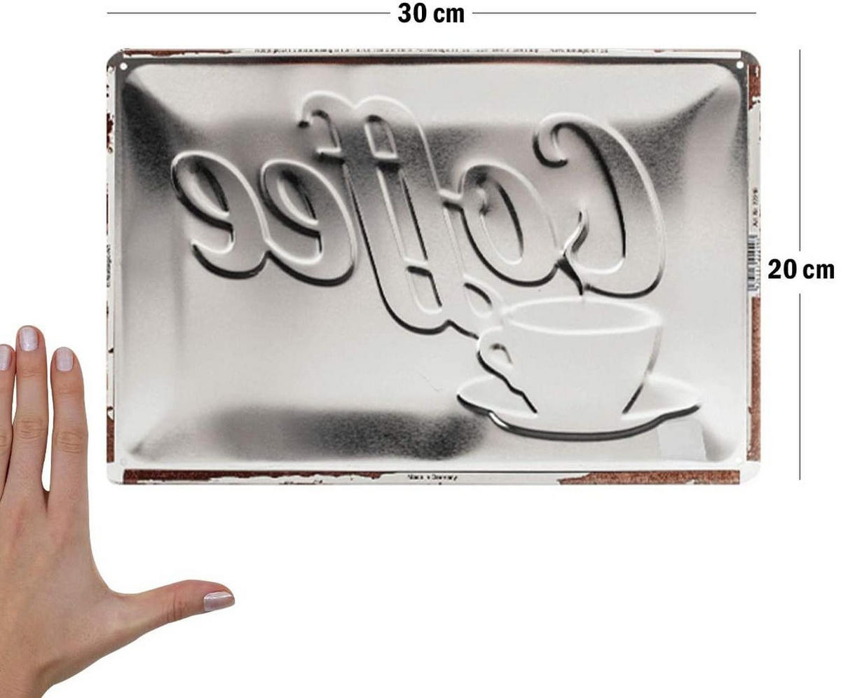 BLECHSCHILD 20/30 cm USA Strong Coffee Served Here - Multicolor, Metall (30/20/0.2cm) - Nostalgic-Art