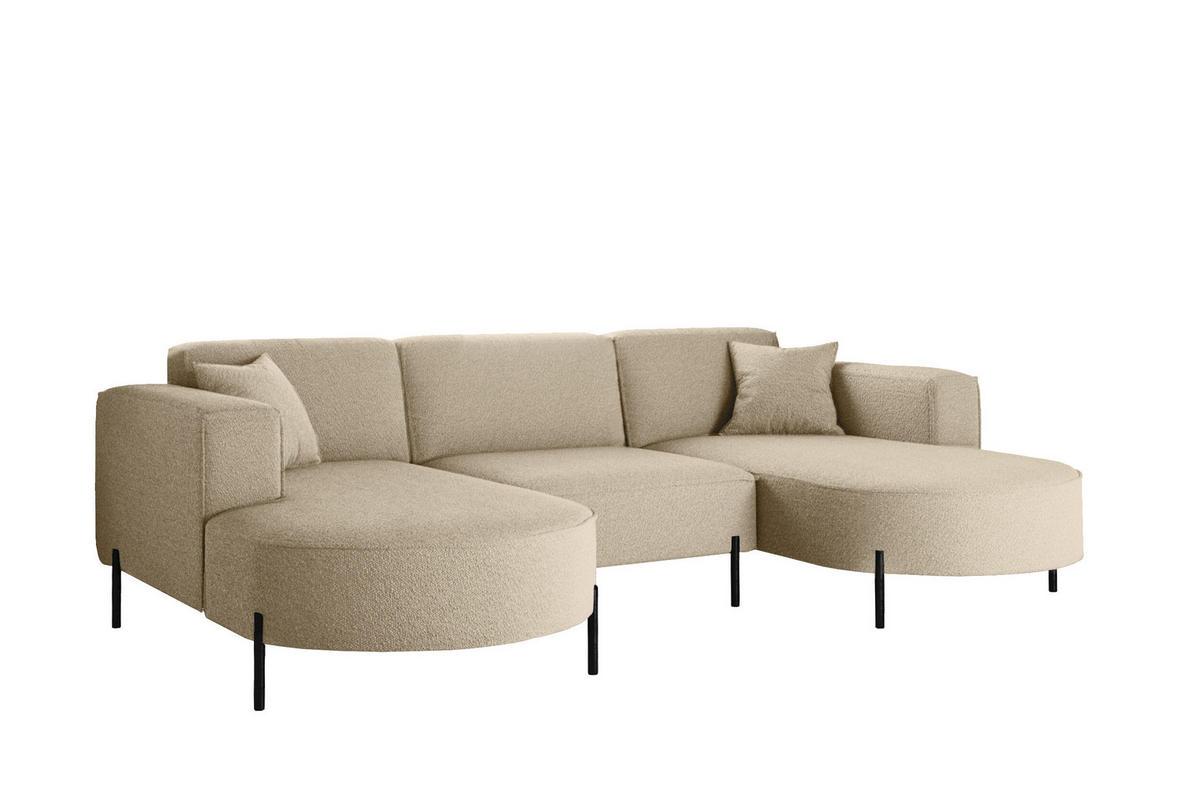 ECKSOFA Designer Modena U Rein stoff Quelle Beige - Beige, Holz (165/299cm) - Kaiser Möbel