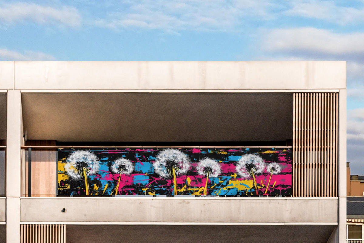 BALKON-SICHTSCHUTZ Straßenkunst - Bunt - Wand - Schwarz, Kunststoff (500/95cm) - MuchoWow