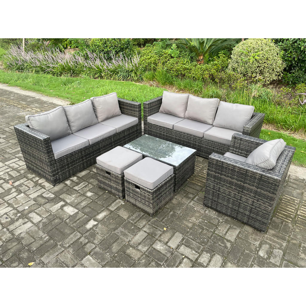 Thumbnail - Fimous Gartenmöbelset, Dunkelgrau, Metall, 9-Sitzer, Loungemöbel, Gartenlounge-Sets