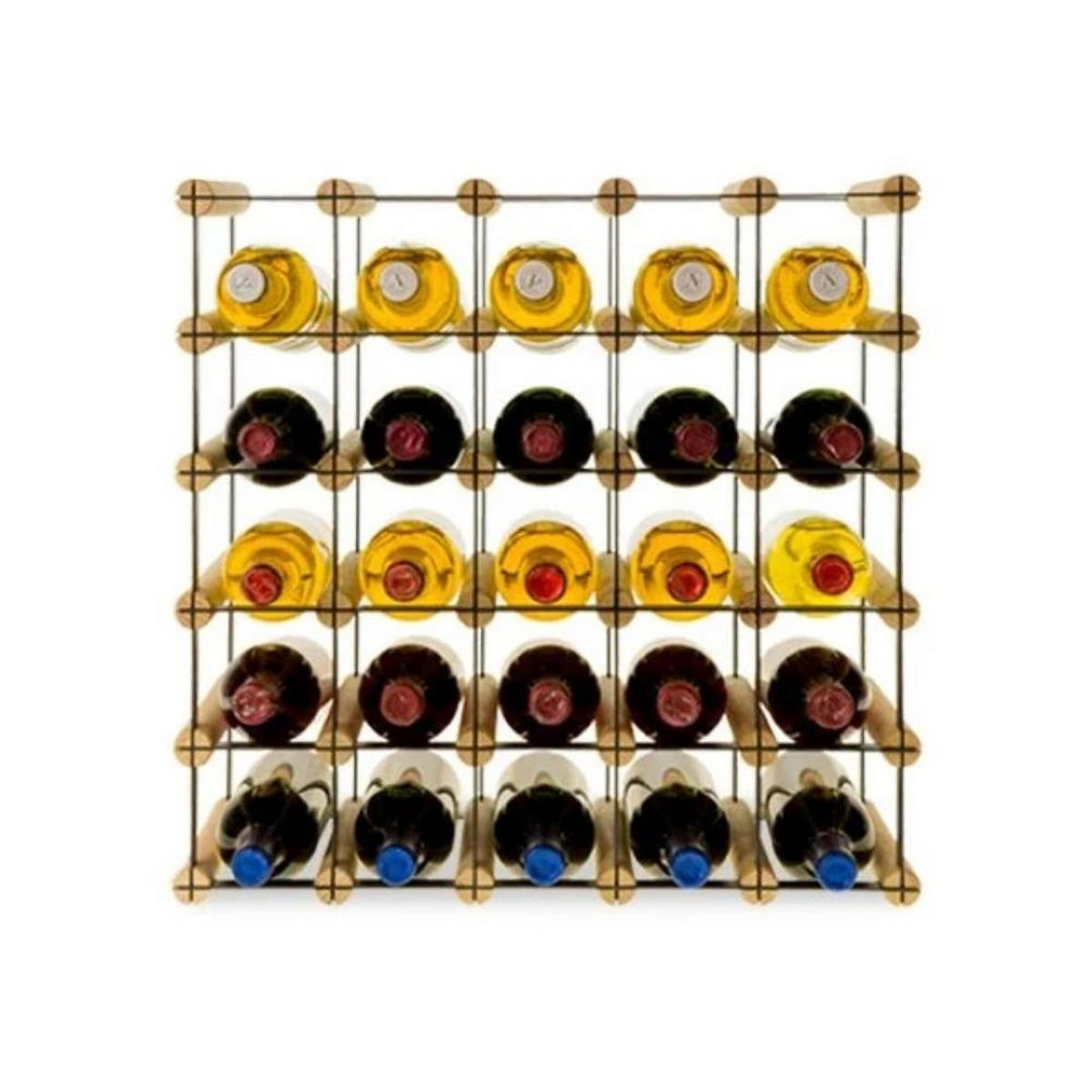 WEINREGAL Vinotega Mod Metal 52,5x52,5x24,5 cm 5x5 Flaschen Massives Kiefernholz Natur - Naturfarben, Holz (52.5/52.5/24.5cm) - PROREGAL