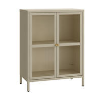 VITRINE Säkylä - Transparent/Beige, Glas/Metall (64/84/35cm) - [en.casa]