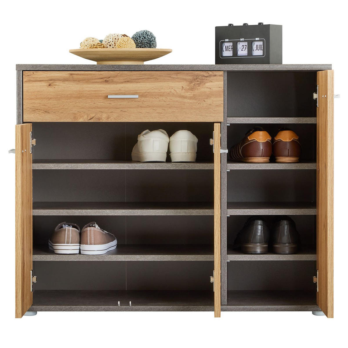 SCHUHSCHRANK DEUSTO - Dunkelgrau/Eiche Wotan, Holzwerkstoff (88/70/35cm) - CARO-Möbel