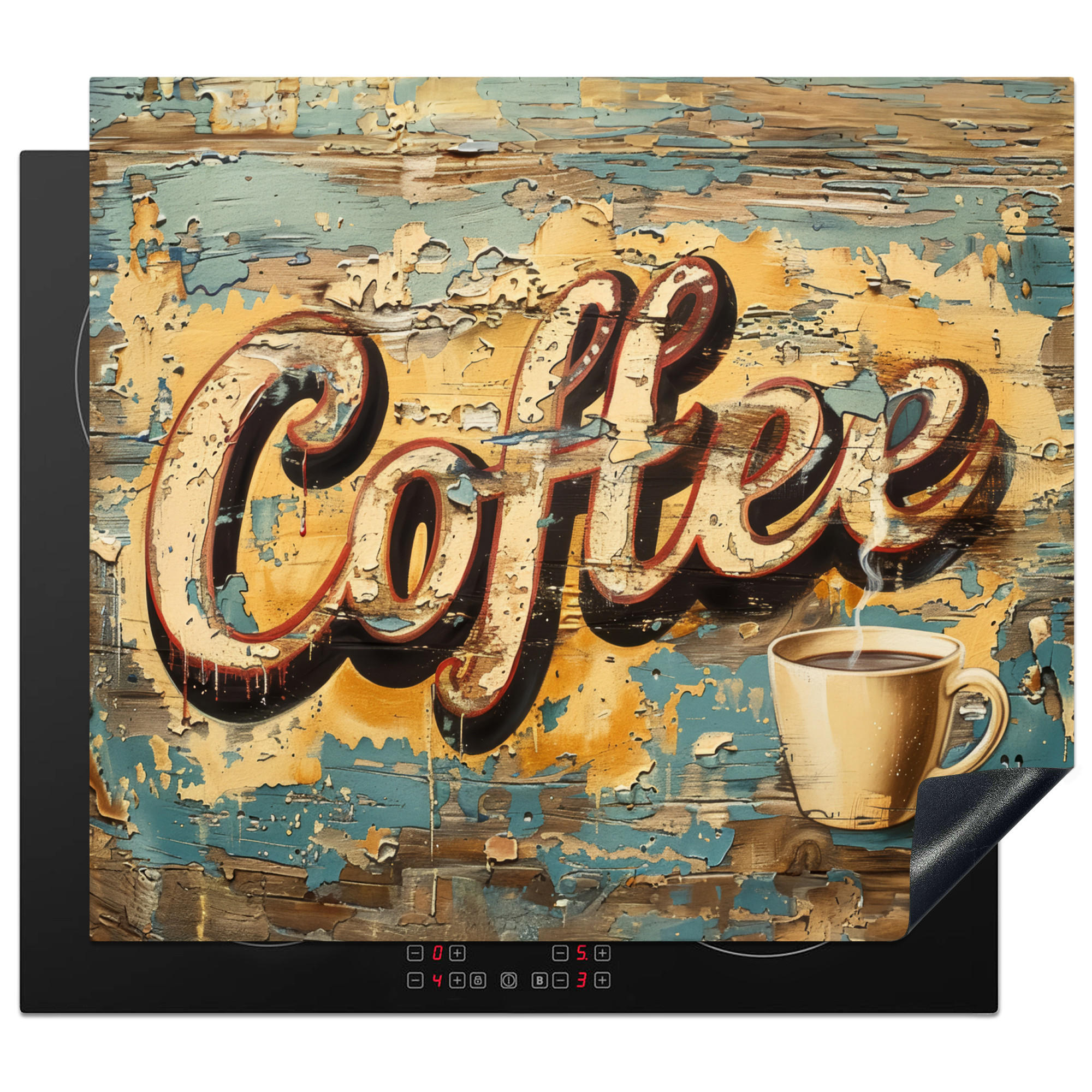 HERDABDECKPLATTE Kaffee - Vintage - Braun - Tasse 59x51 cm - Teakfarben, Kunststoff (59/0.2/51cm) - MuchoWow