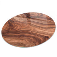 TISCHPLATTE fi50 cm – Holzstruktur - Creme, Glas (50/50/0.4cm) - Wallfluent