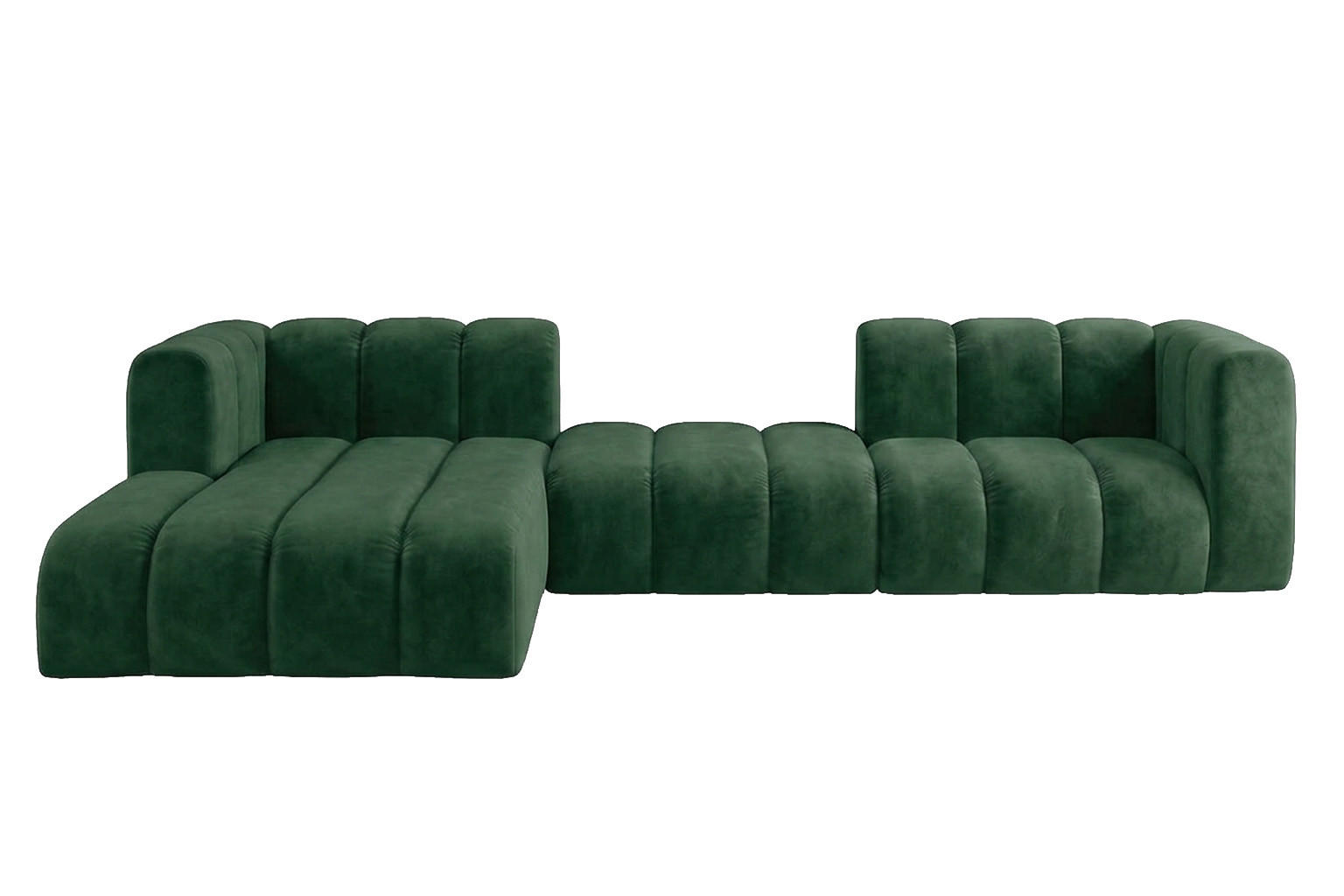 ECKSOFA Modulares In L-Form, Velvet-Stoff Riviera, Grün, Links, GRAND 319 cm - Grün, Holz (319/175cm) - Kaiser Möbel