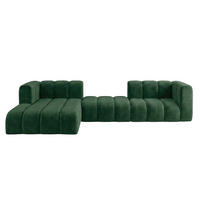 ECKSOFA Modulares In L-Form, Velvet-Stoff Riviera, Grün, Links, GRAND 319 cm - Grün, Holz (319/175cm) - Kaiser Möbel