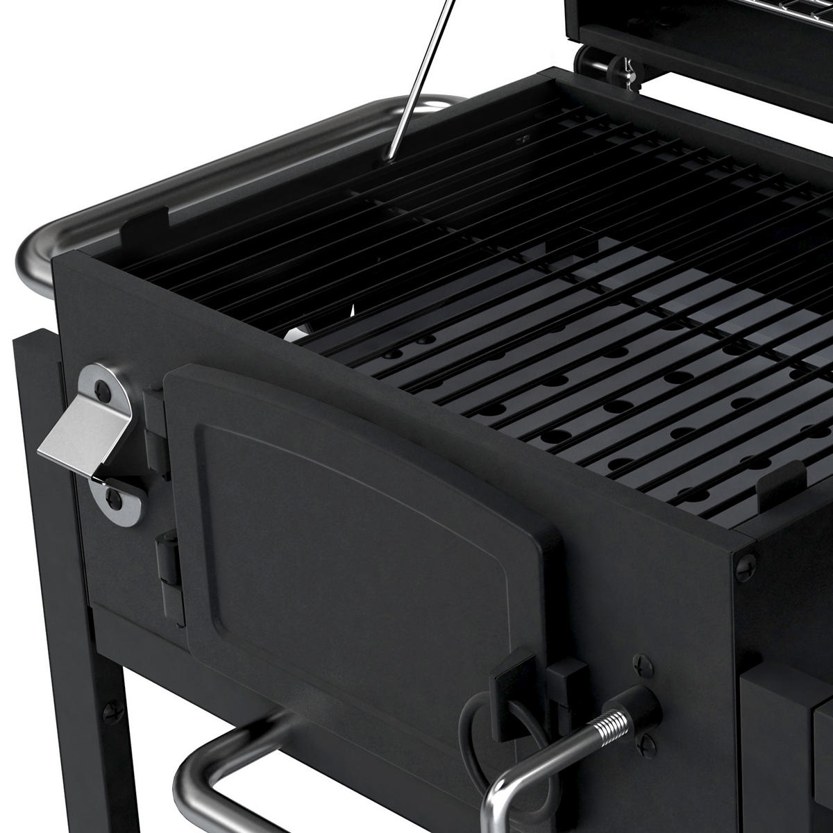 HOLZKOHLEGRILL HERO Set inkl. Abdeckhaube - Schwarz, Metall (87/108/57cm) - TAINO