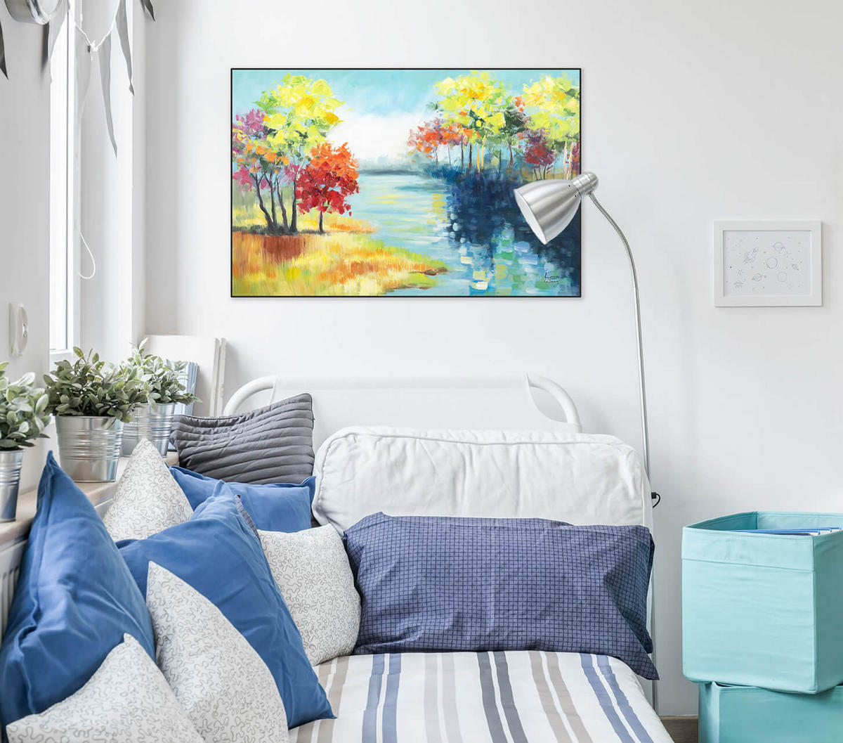 RUČNO SLIKANA AKRILNA SLIKA, 90/60 CM - višebojno, tekstil/drvo (90/60cm) - KUNSTLOFT