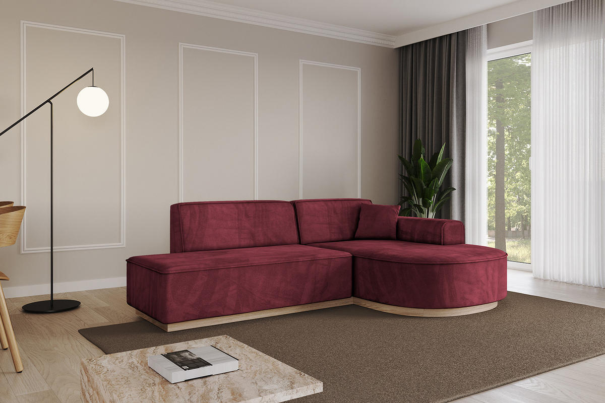 ECKSOFA Ottomane Rechts ARRIO-L1 - 243x171x83 cm Bordeauxrot - Bordeaux, Holzwerkstoff/Textil (243/171cm) - ALTDECOR