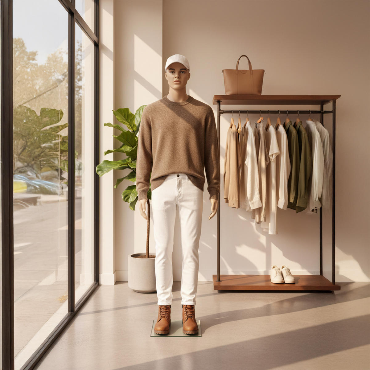 SCHAUFENSTERPUPPE - Beige, Glas/Kunststoff (42/185/30cm) - Relaxdays