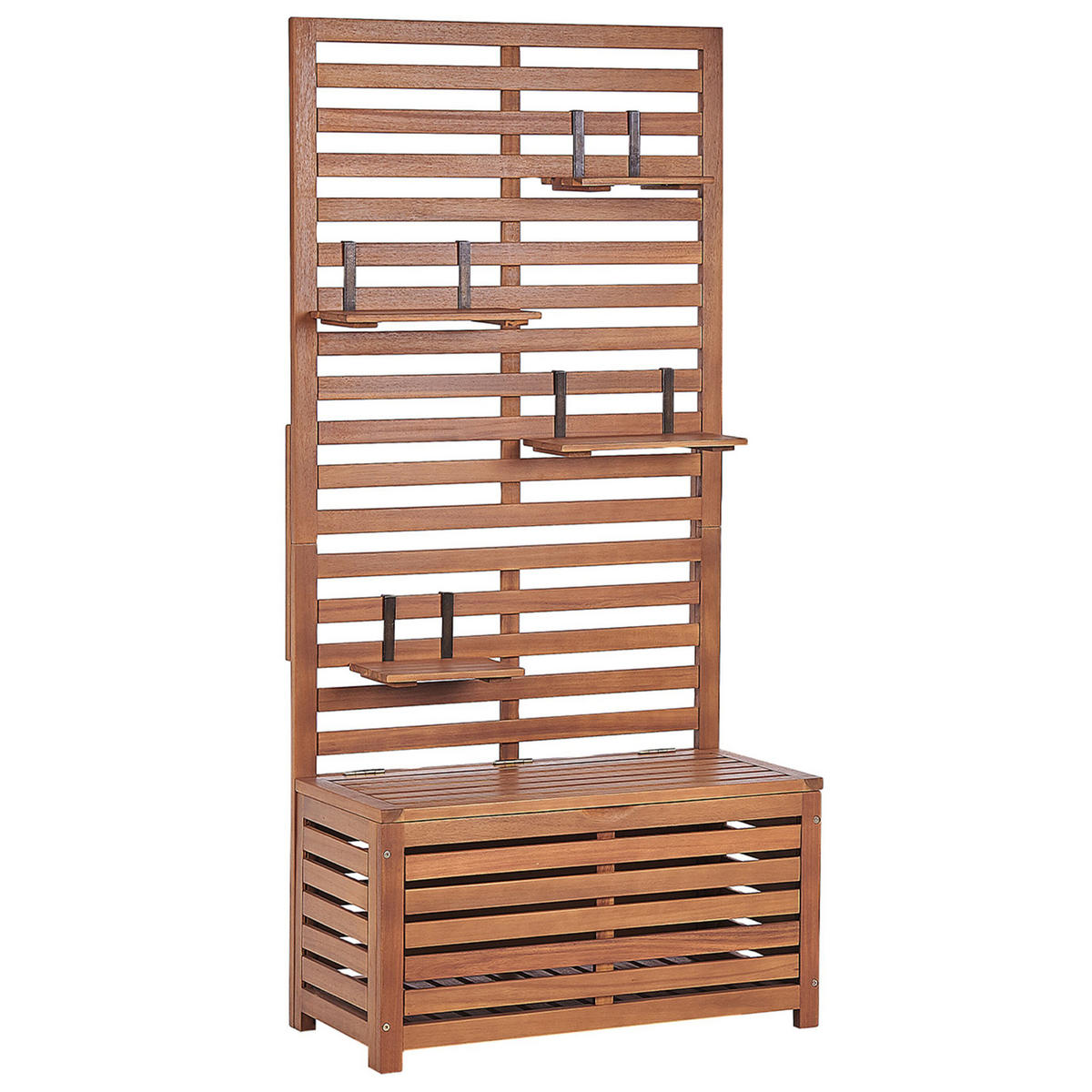 GARTENBANK Akazienholz hellbraun mit Stauraum Wandpaneel 80 cm Matino - Hellbraun, Holz (80/170/40cm) - Beliani