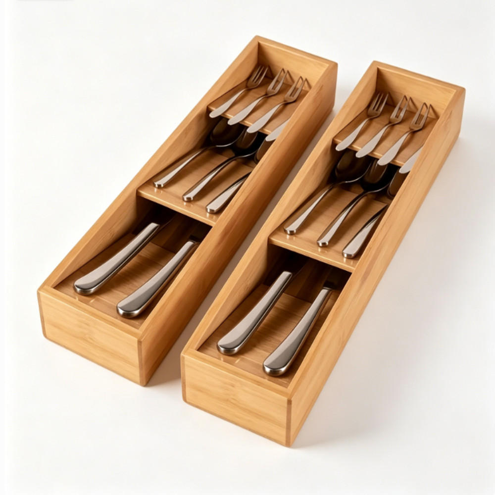 BESTECKAUFBEWAHRUNGSBOX, Holz, Braun, 38 x 9,5 x 4,7 cm, 2 Stück - Braun, Holz (9.5/4.7/38cm) - Authentics