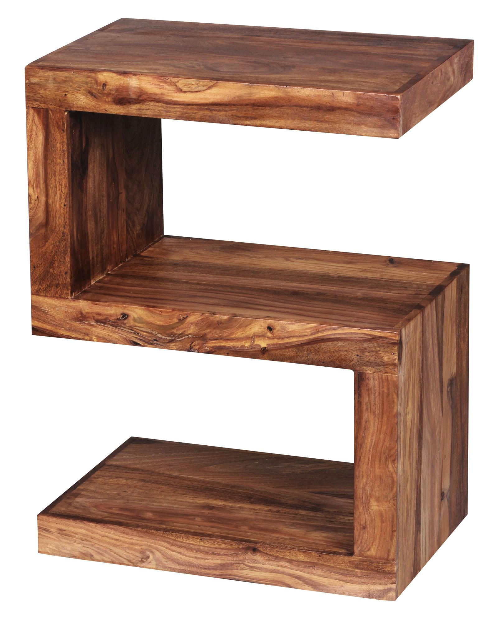 BEISTELLTISCH Massivholz S-Form Handgefertigt, Braun 44x30x60 cm - Braun, Holz (30/44/60cm) - KADIMA DESIGN