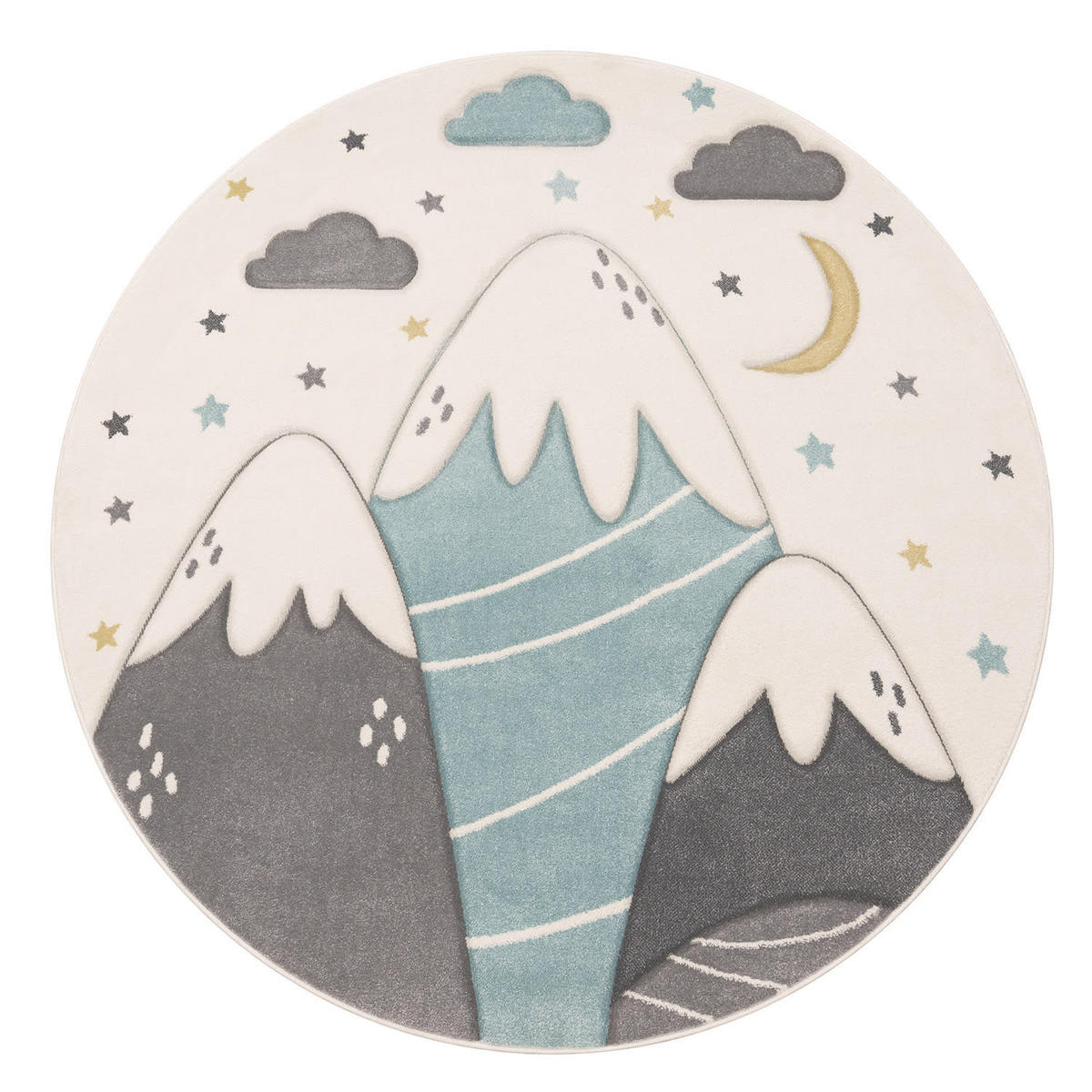 KINDERTEPPICH Berge Kinderzimmer schmutzabweisend Creme Rund 160D - Beige, Textil (160/160cm) - KADIMA DESIGN
