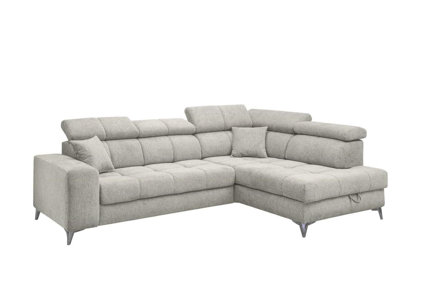 ECKSOFA mit Schlaffunktion und Bettkasten, Luxus-Mikrofaser - Beige/Schwarz, Textil/Metall (198/282cm) - ed exciting design