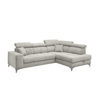 ECKSOFA mit Schlaffunktion und Bettkasten, Luxus-Mikrofaser - Beige/Schwarz, Textil/Metall (198/282cm) - ed exciting design