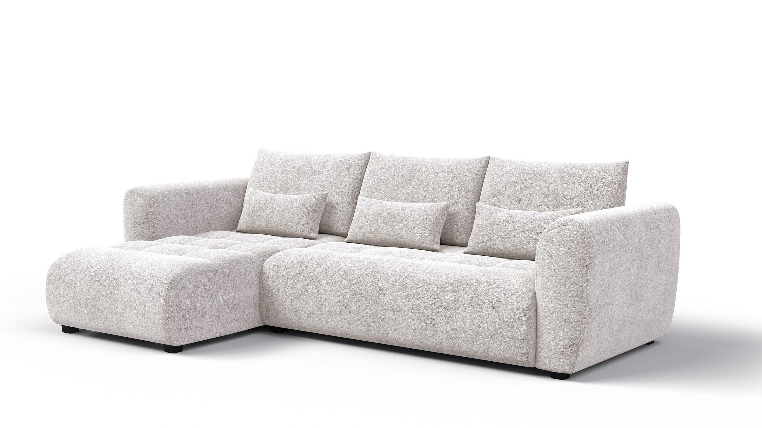 ECKSOFA SORENO 4-Sitzer, ecru - Ecru/Schwarz, Holz/Textil (293/171cm) - Courtois Laville