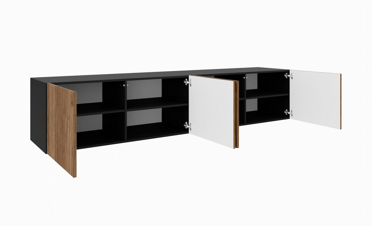 TV-SCHRANK MIO - Wildeiche/Schwarz, Holzwerkstoff (200/41/40cm) - Meblini