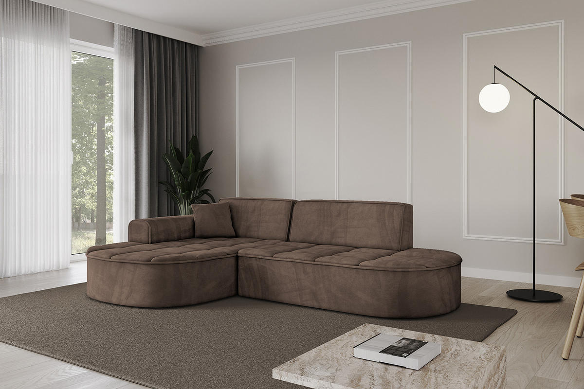 ECKSOFA Ottomane Links TARO-L1 - 243x171x79,5 cm Braun - Braun, Holzwerkstoff/Textil (243/171cm) - ALTDECOR