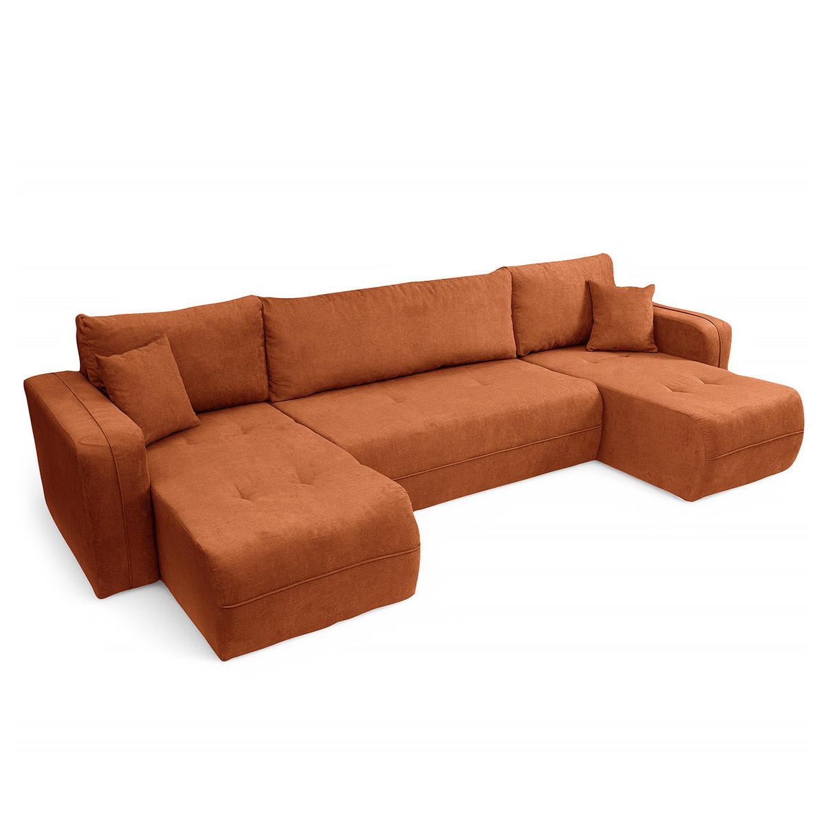 WOHNLANDSCHAFT - Schwarz/Orange, Kunststoff/Textil (312/82/145cm) - home24