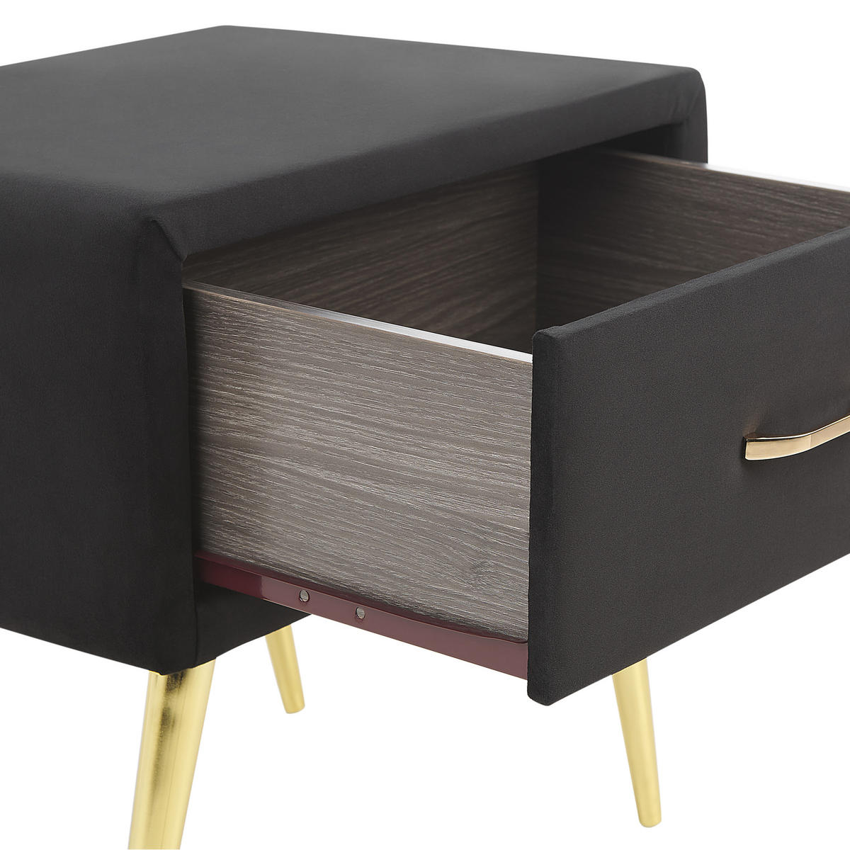 NACHTTISCH Samtstoff schwarz/gold 1 Schublade 38/46/49 cm Flayat - Goldfarben/Schwarz, Textil (46/49/38cm) - Beliani