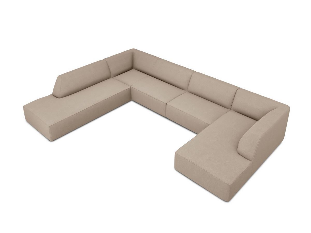 PANORAMASOFA links Ruby aus strukturiertem Stoff dunkelbeige 7 Sitzplätze - Taupe, Textil (273/69/366cm) - Micadoni