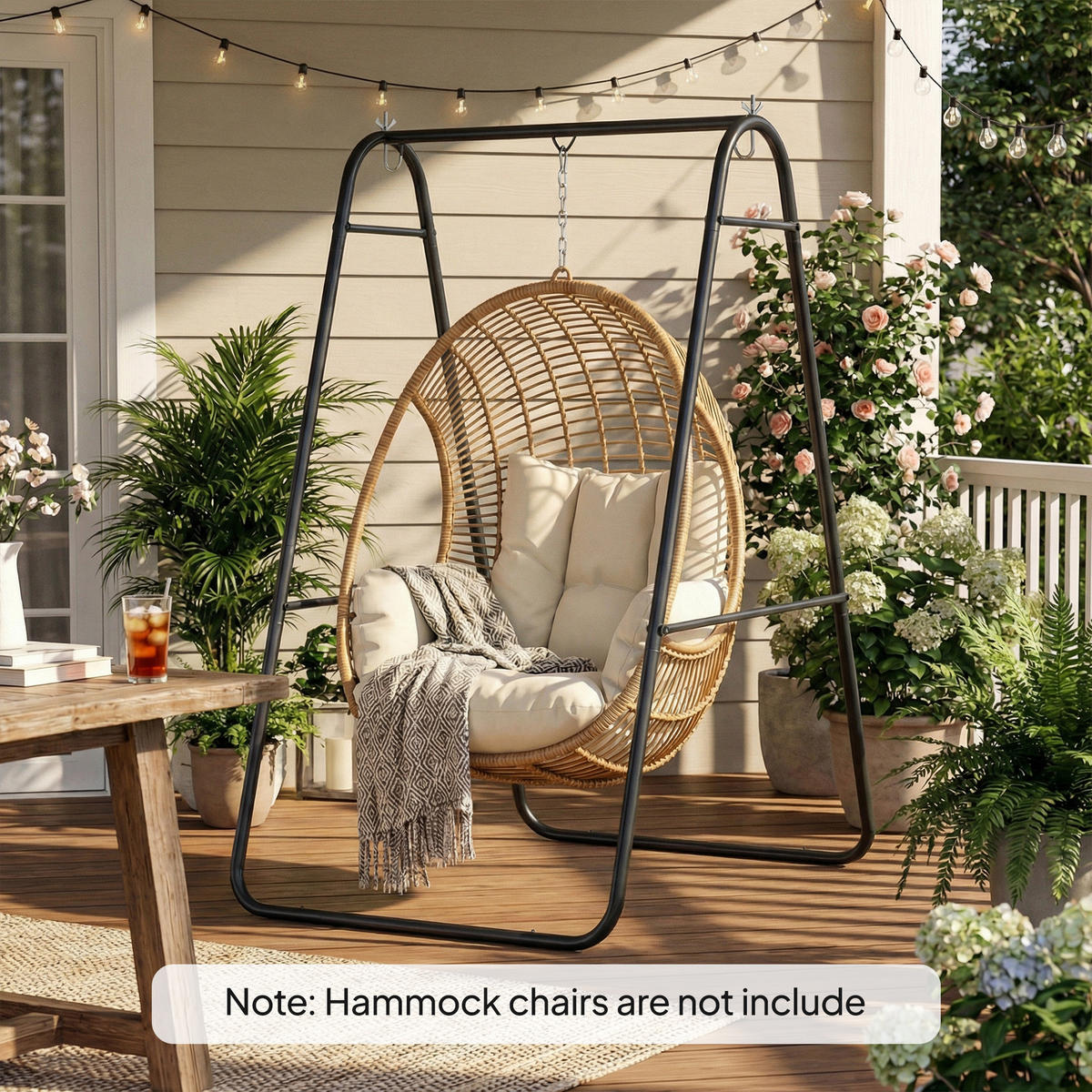 HÄNGESESSELGESTELL Stahl Schwarz - Schwarz, Metall (132/104/183cm) - Outsunny