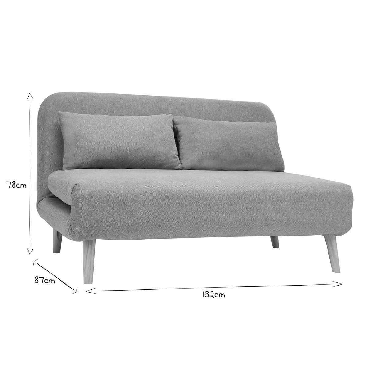 SCHLAFSOFA 2-Sitzer Terrakotta Samtig Helles Holz AMIKO - Terracotta, Textil (87/78/132cm) - Miliboo