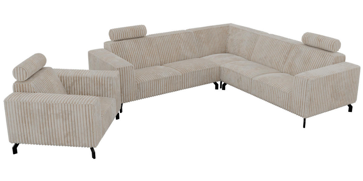 SEDACIA ZOSTAVA L+1 VESANO - Béžová Manšester - čierna/krémová, kov/textil (260/90/260cm) - MKS