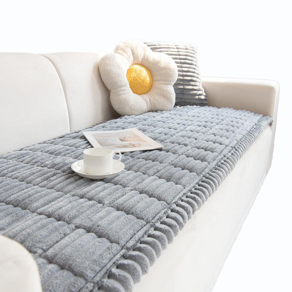 SOFADECKE Dicke Rutschfest 1 Stück - Hellgrau, Textil (70/180cm) - Kaket