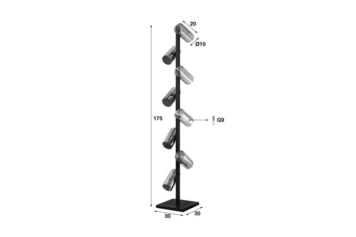STEHLAMPE MALLAWI Schwarz Glas - Schwarz, Glas (30/30/175cm) - KAWOLA