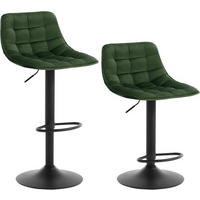 BARHOCKER 2er Set, aus Samt und Metall, Dunkelgrün - Dunkelgrün/Schwarz, Textil/Metall (42.5/82.5/38.5cm) - Woltu