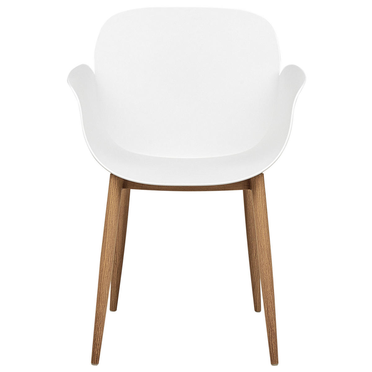 ESSZIMMERSTUHL 2er-Set Kunststoff weiß/heller Holzfarbton Abilene - Hellbraun/Weiß, Kunststoff (53/81/50cm) - Beliani