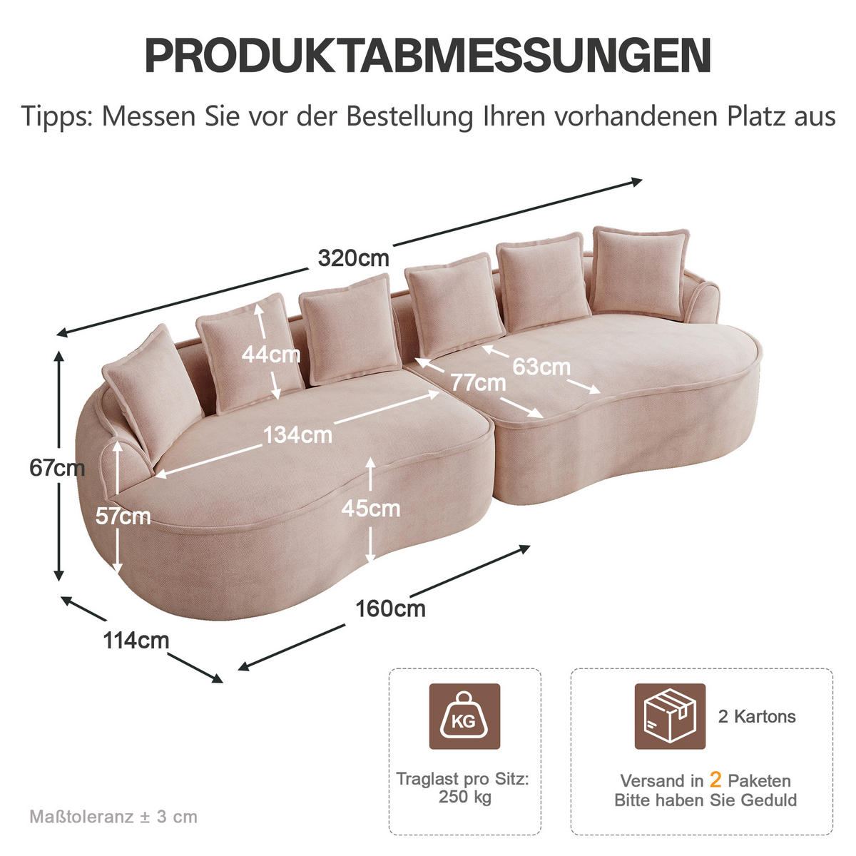 4-SITZER-SOFA DE-34260 mit Tiefsitz Rosa - Pink, Textil (114/67/320cm) - ComfortXL
