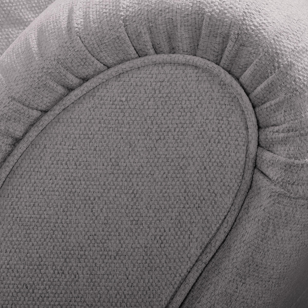 BIGSOFA - Webstoff - Hellgrau/Braun, Holz/Textil (227/95/108cm) - home24