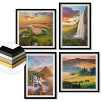 WANDBILDER 4er-Set - 50x50 cm & 40x60 cm Schwarzer Rahmen - Italienische Sonnenuntergänge - Schwarz, Kunststoff (50/50cm) - ArtPrintCave