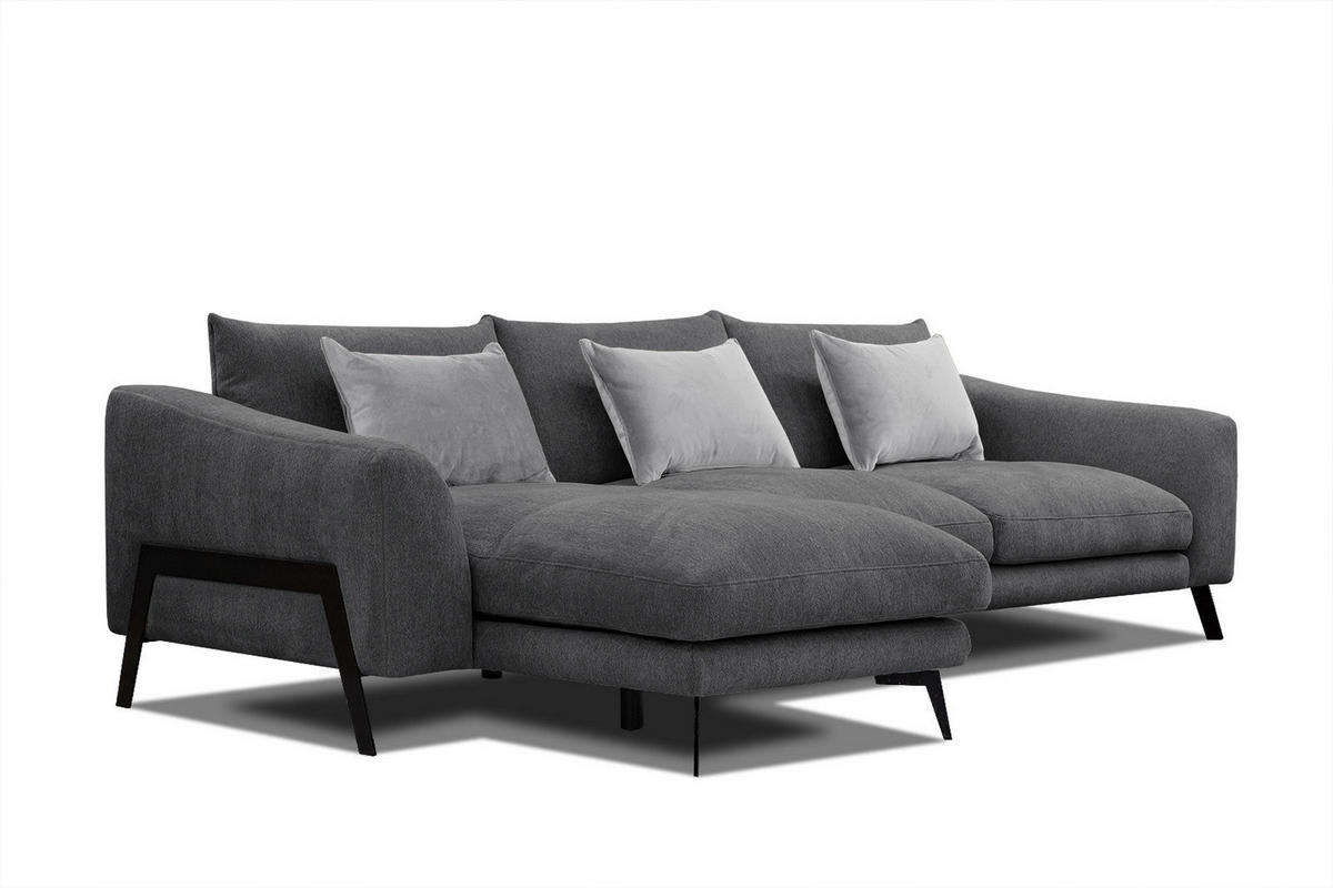 ECKSOFA WINTER 4-Sitzer, graphitfarben - Schwarz/Graphitfarben, Holzwerkstoff/Textil (158/269cm) - Courtois Laville