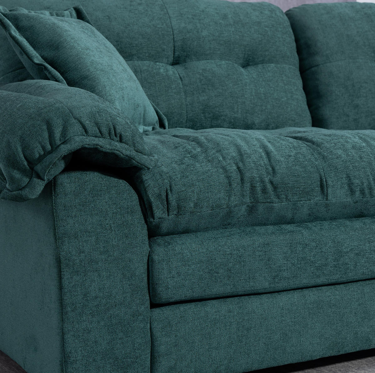 SOFA mit Tiefsitz 214 cm Chenille Grün 2-Sitzer - Grün, Kunststoff (214/93/89cm) - Meubliv