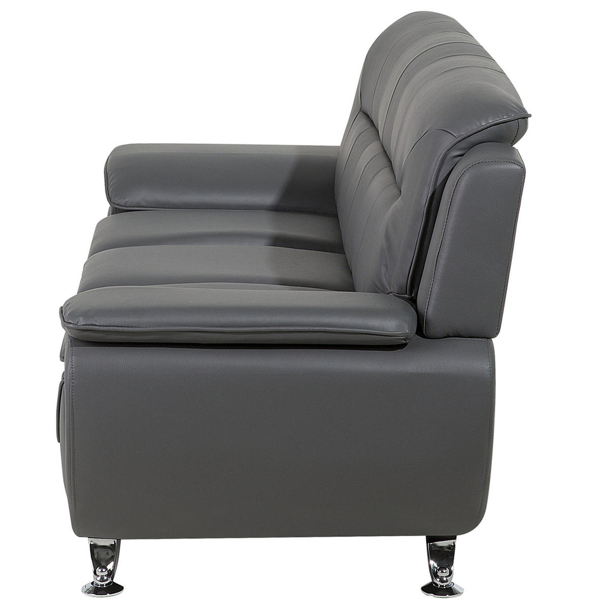 3-SITZER-SOFA Kunstleder Grau Leira - Grau, Kunststoff/Textil (201/88/86cm) - Beliani