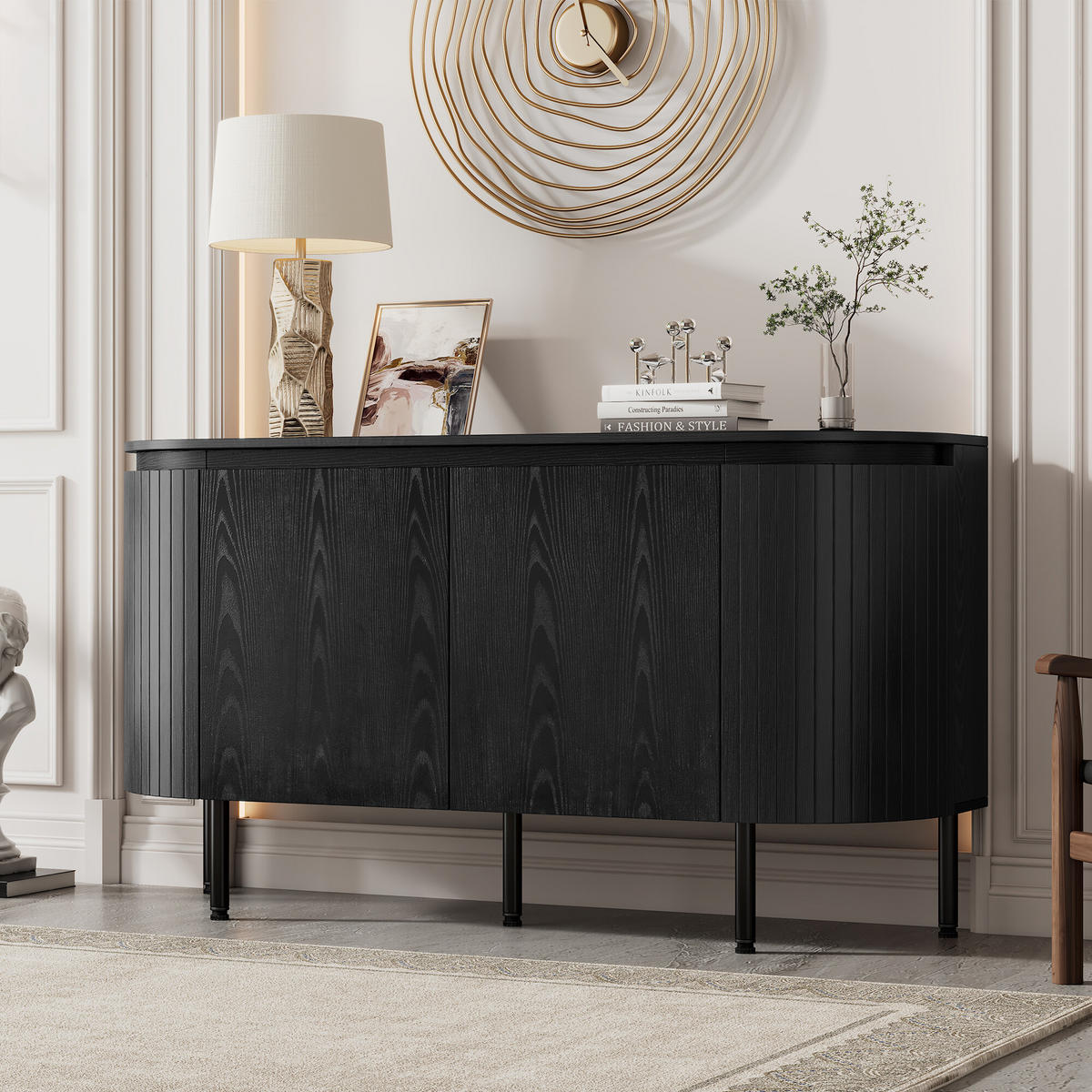SIDEBOARD Schwarz 43/145/78 cm - Schwarz, Holzwerkstoff (43/78/145cm) - Urban Meuble