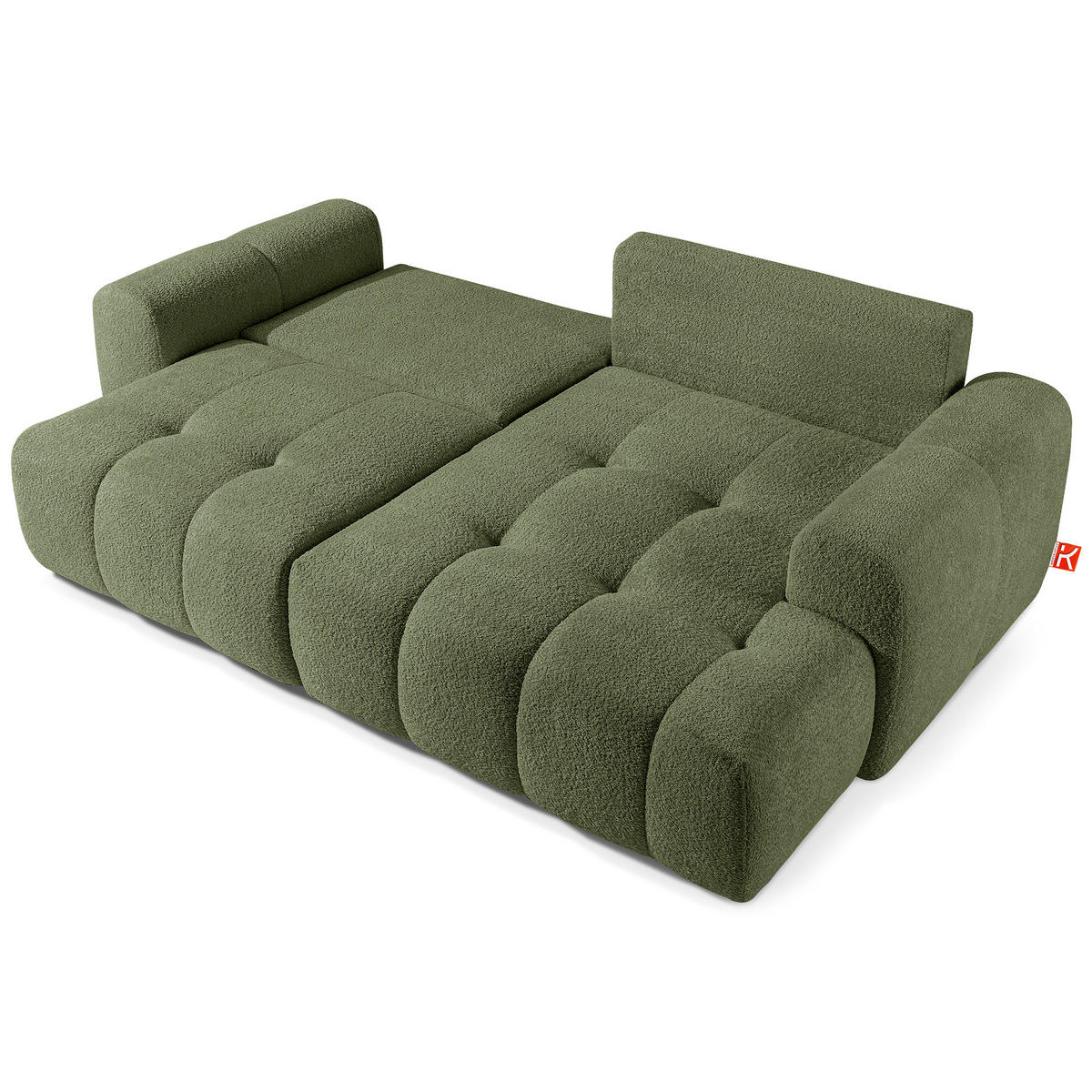 ECKSOFA RECHTS RAVIA, Bouclé, Olivgrün - Olivgrün, Holz/Textil (256/104cm) - KONSIMO®