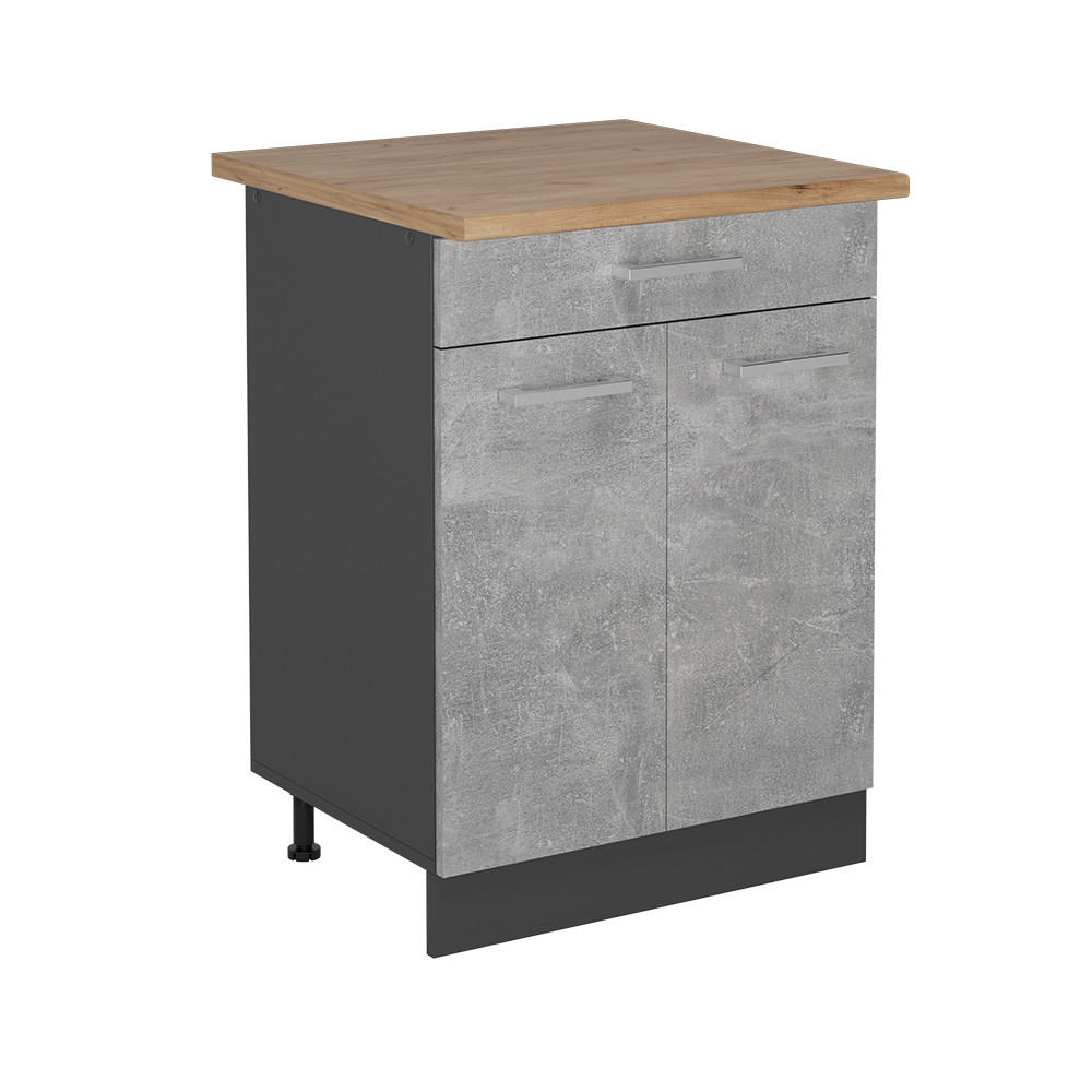 KÖKSUNDERSKÅP R-Line betong 60 cm , AP Oak Grå, Antracit 81.6/60/60 cm