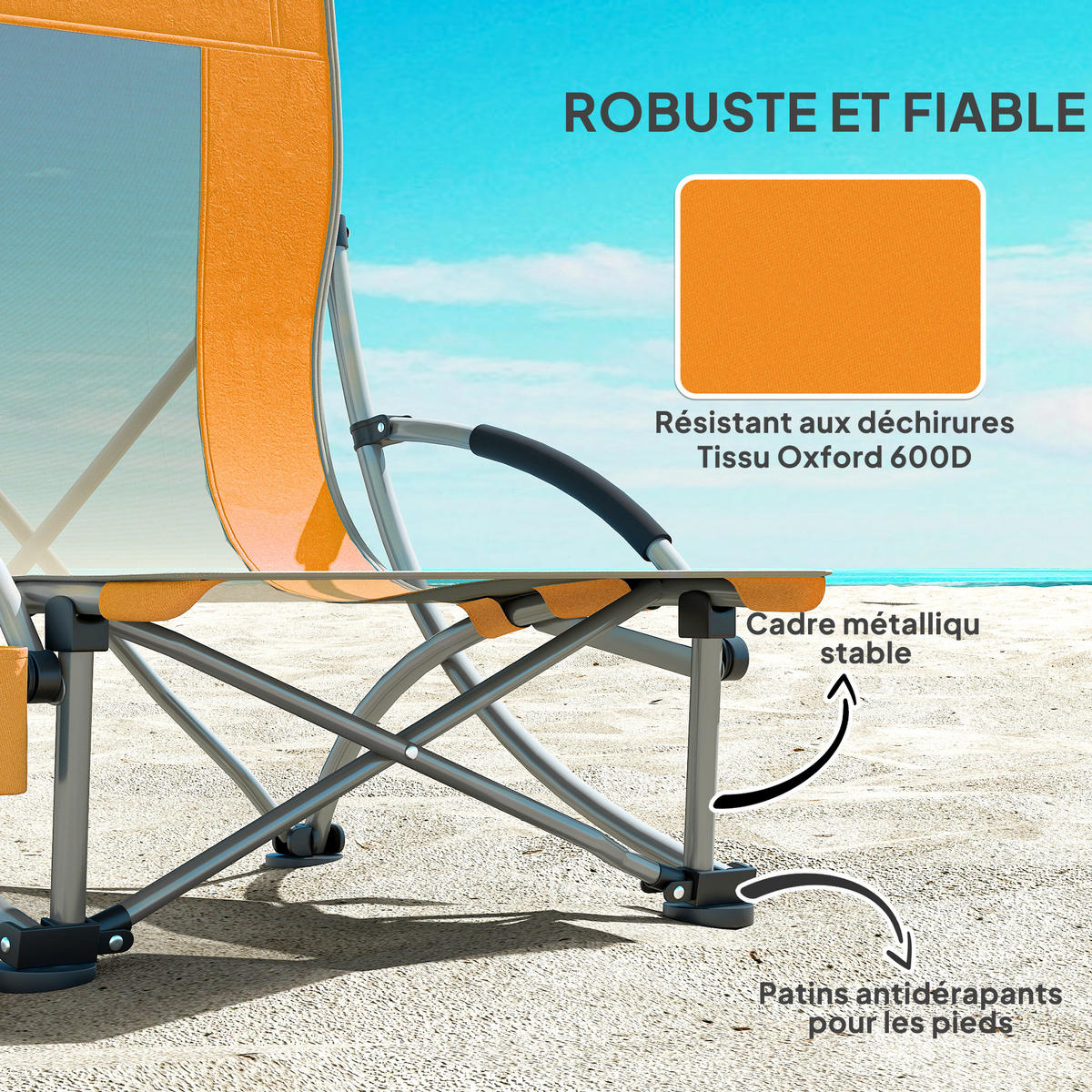 GARTENKLAPPSESSEL DE-15694 2er-Set mit Getränkehalter Orange - Orange, Metall (58/79/70cm) - ComfortXL