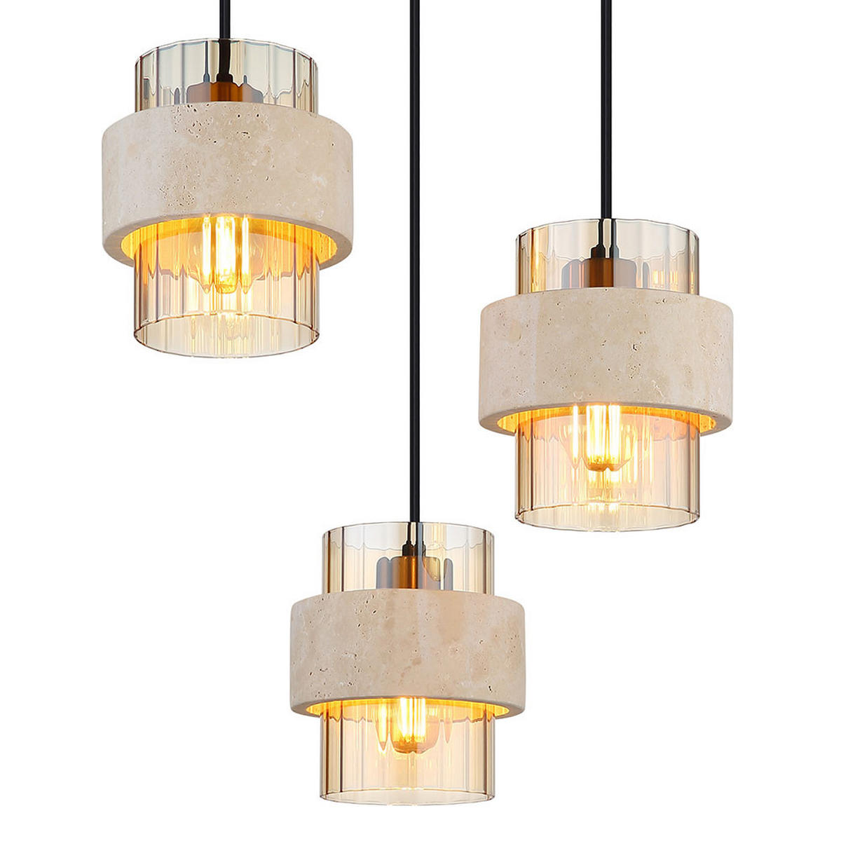 LED PENDELLEUCHTE DAREN, Metall, Schwarz, höhenverstellbar - Schwarz, Glas (37.5/37.5/130cm) - Globo Lighting
