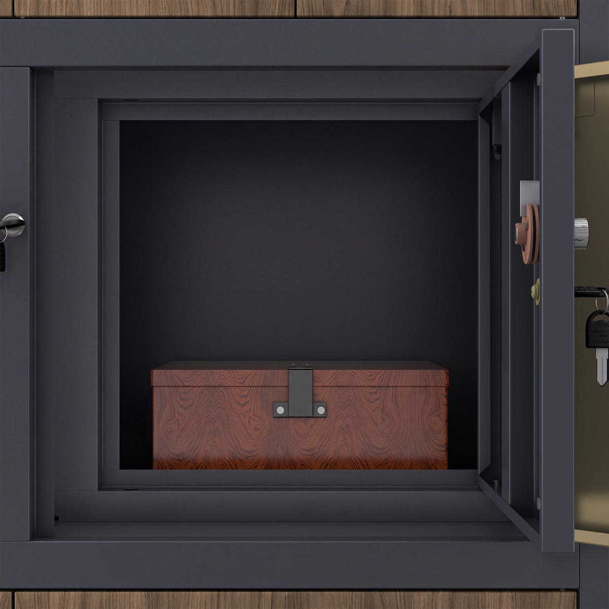 AKTENSCHRANK FILIP II 185x90x40 cm - Anthrazit/Nussbaumfarben, Metall (90/185/40cm) - Jan Nowak