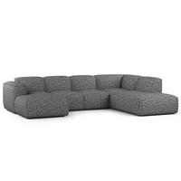 WOHNLANDSCHAFT mit Longchair - Schwarz/Grau, Kunststoff/Textil (325/71/235cm) - home24