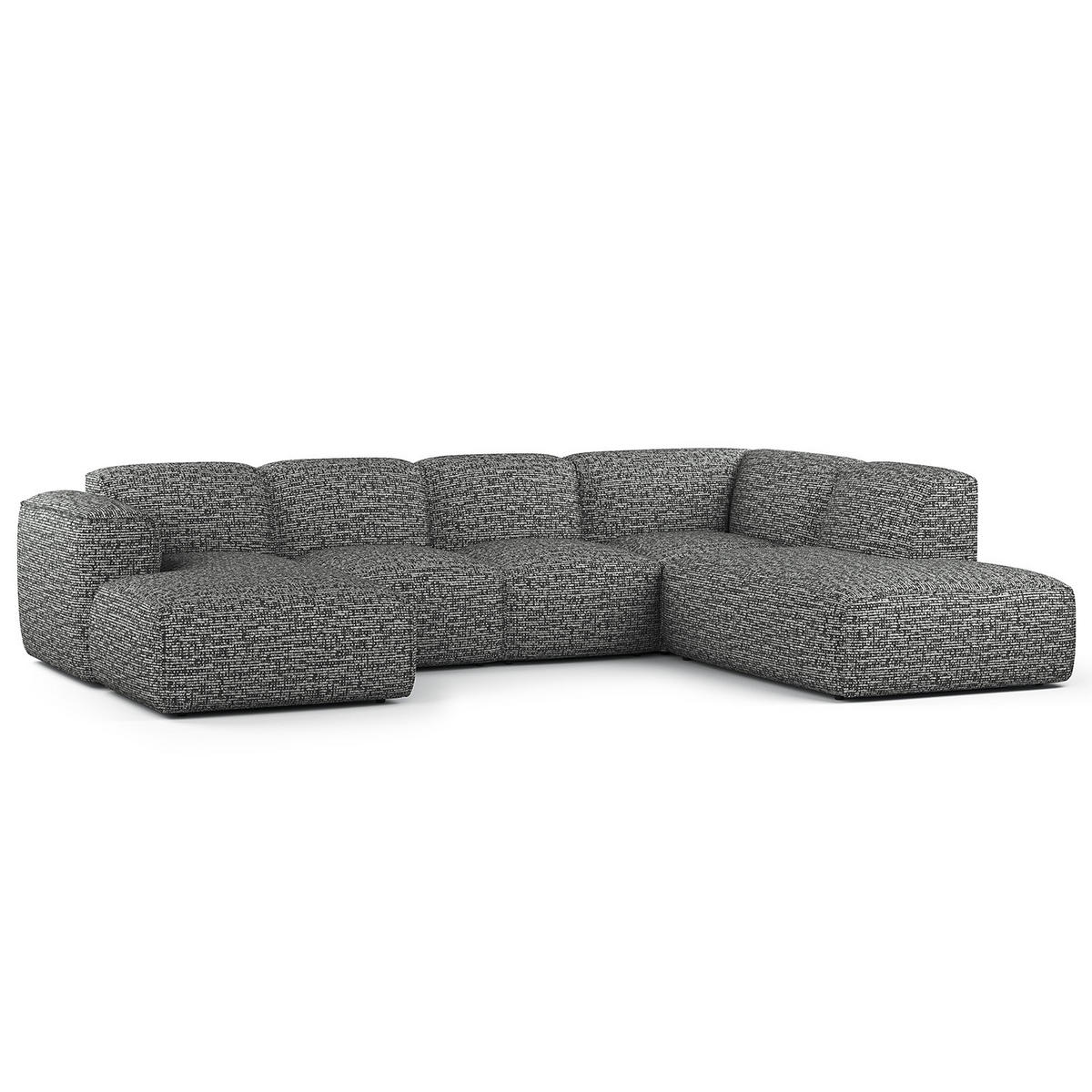 WOHNLANDSCHAFT mit Longchair - Schwarz/Grau, Kunststoff/Textil (325/71/235cm) - home24