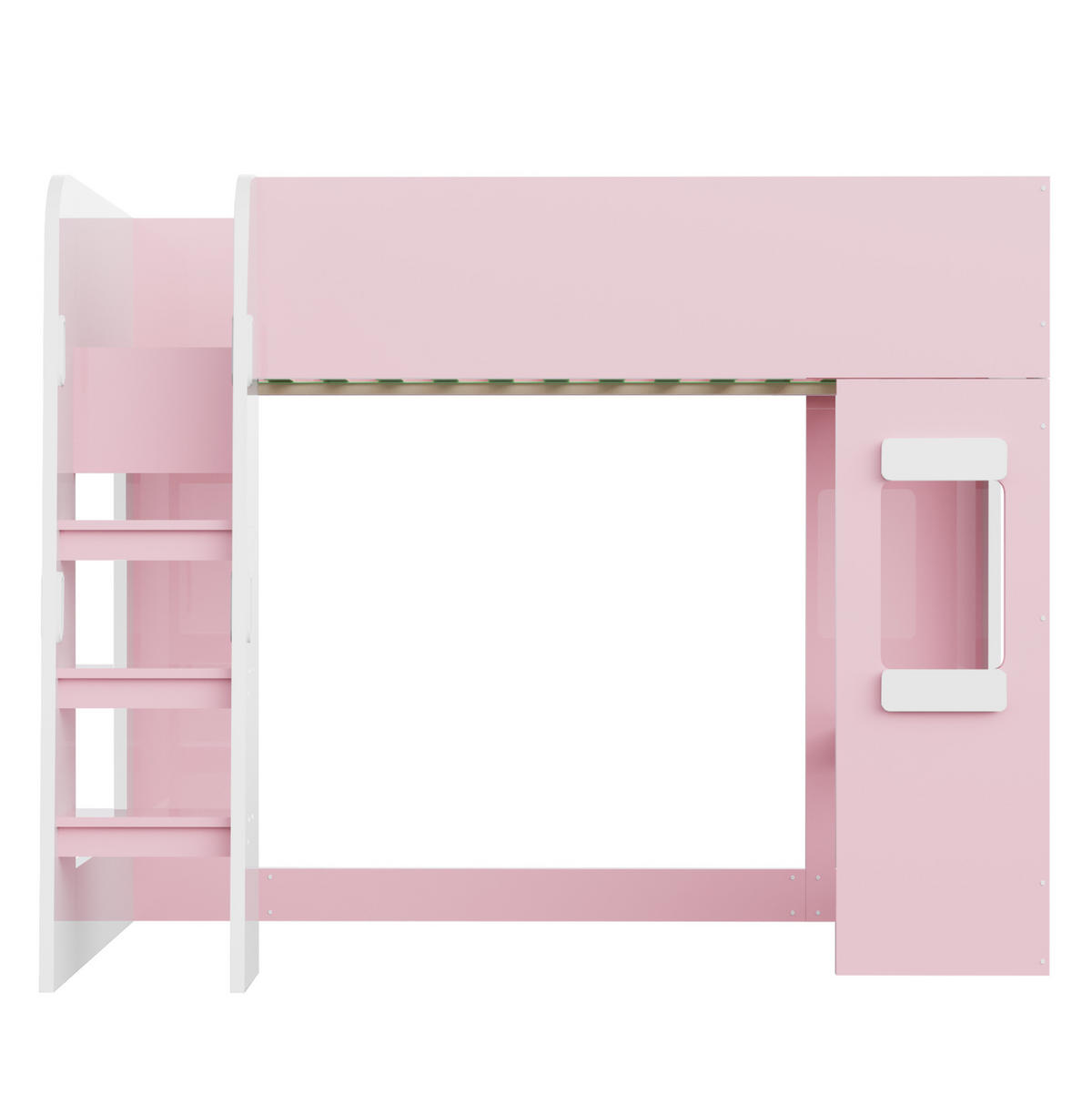 HOCHBETT aus MDF und Sperrholz 90x200 cm Rosa mit LED-Beleuchtung und Schreibtisch - Pink, Holzwerkstoff (90/200cm) - Modfu